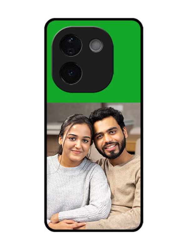 Custom Vivo T3 Pro 5G Custom Glass Phone CaseGreen Pattern Design