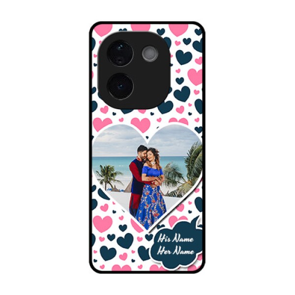 Vivo T3 Pro 5G Custom Glass Phone CasePink and Blue Heart Design