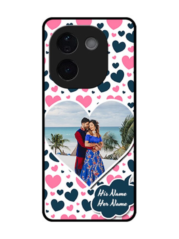 Custom Vivo T3 Pro 5G Custom Glass Phone CasePink and Blue Heart Design