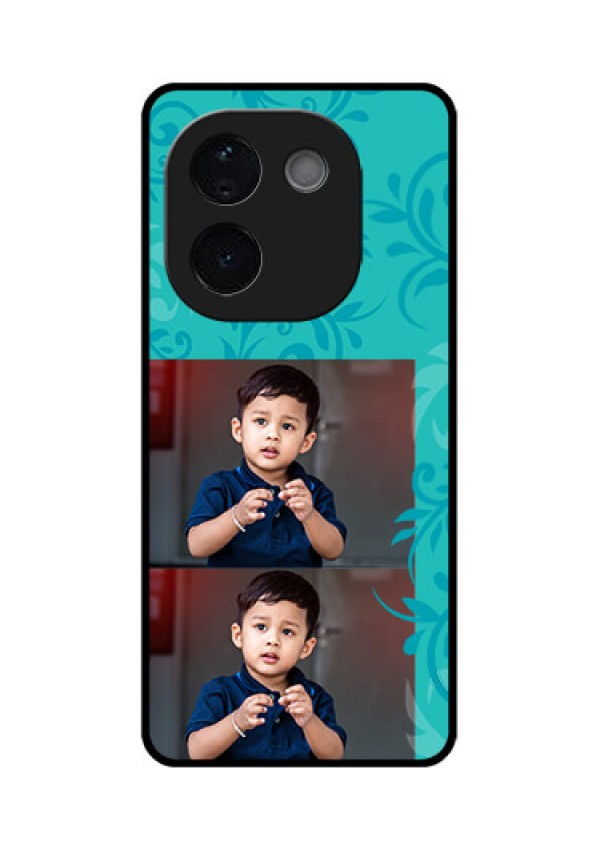 Vivo T3 Pro 5G Custom Glass Phone CaseWith Photo And Green Floral Design