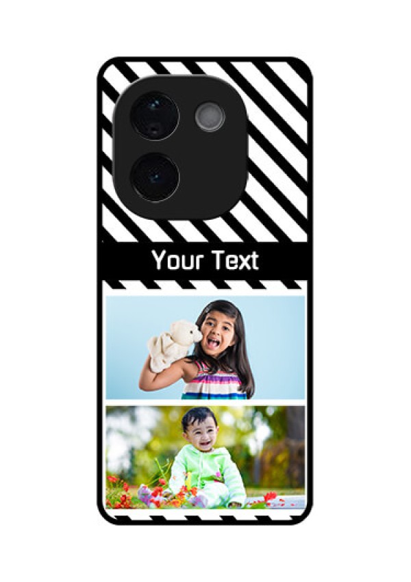 Vivo T3 Pro 5G Custom Glass Phone CaseBlack And White Stripes Design