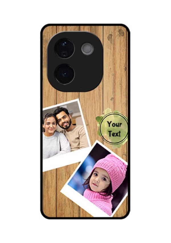 Vivo T3 Pro 5G Custom Glass Phone CaseWooden Texture Design