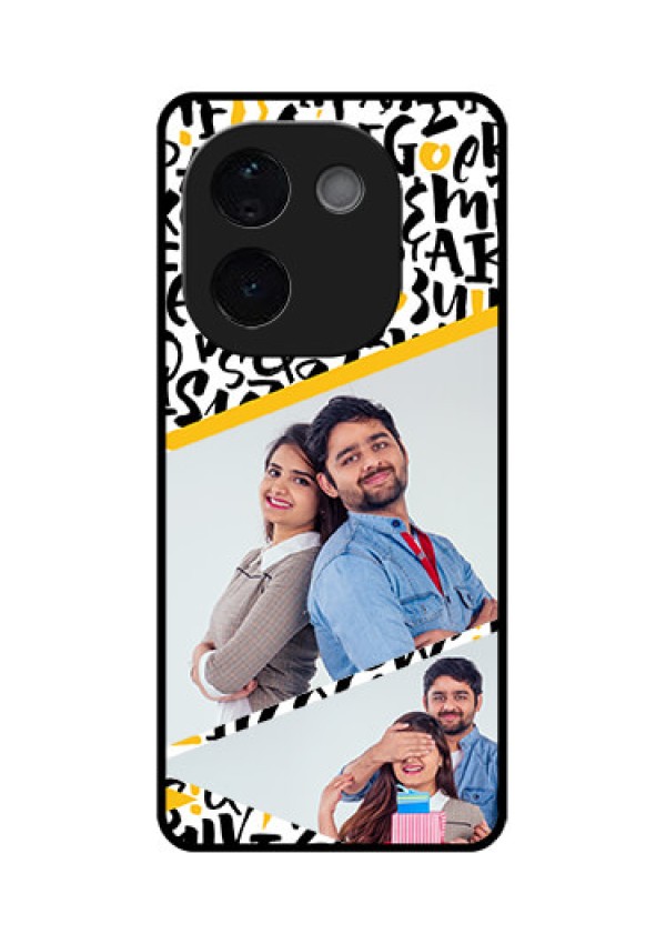 Vivo T3 Pro 5G Custom Glass Phone CaseLetters Pattern Design