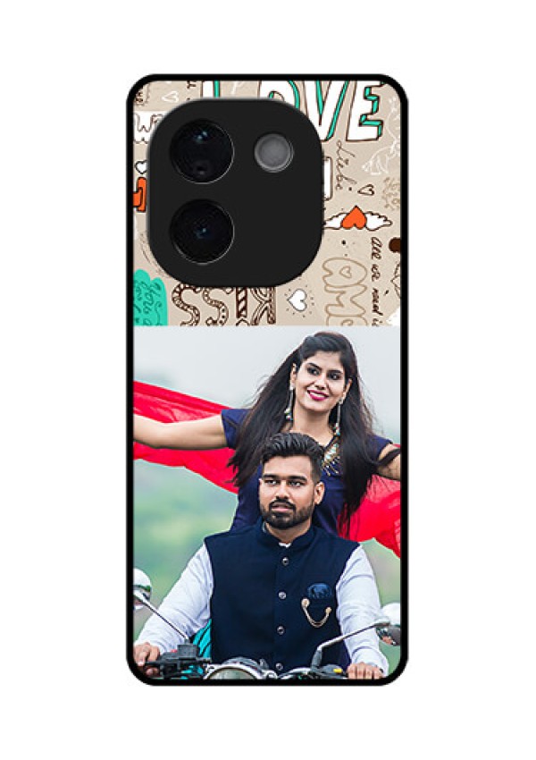 Vivo T3 Pro 5G Custom Glass Phone CaseLove Doodle Pattern