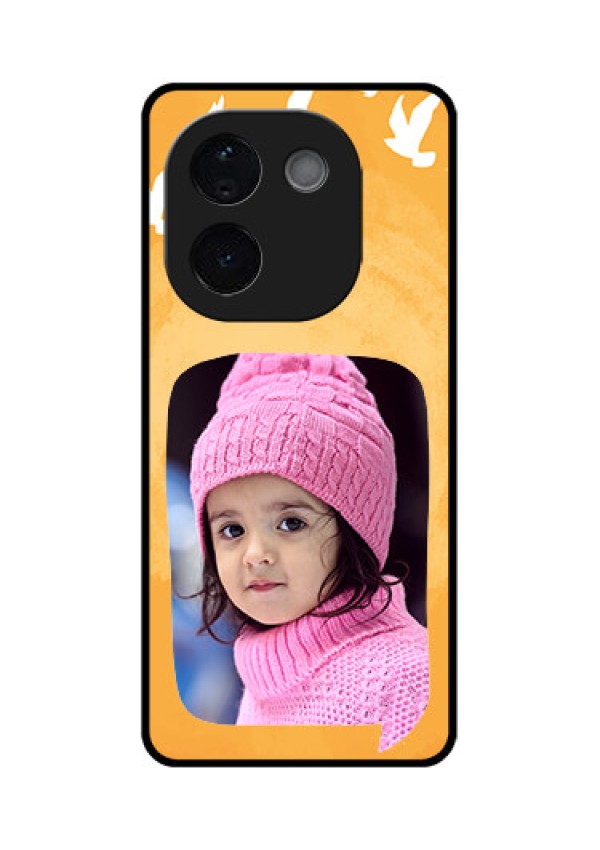 Vivo T3 Pro 5G Custom Glass Phone CaseWater Color Design With Bird Icons