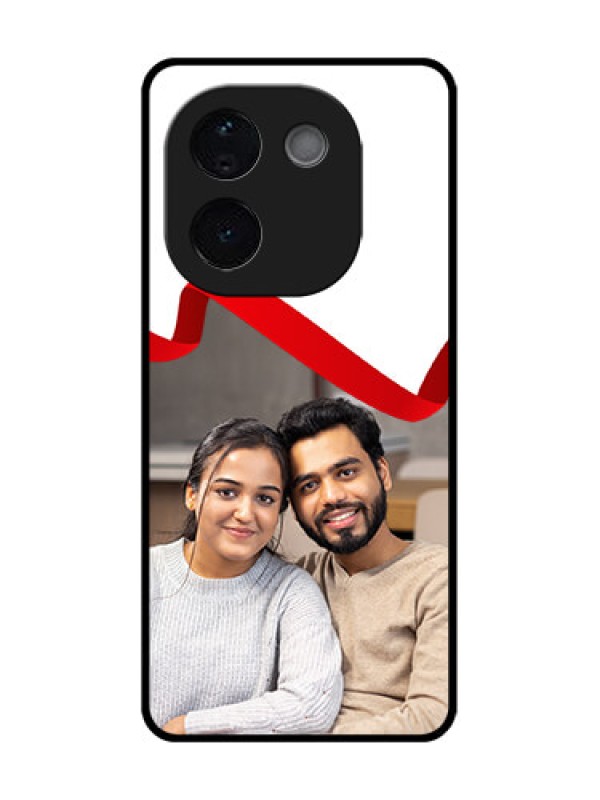 Custom Vivo T3 Pro 5G Custom Glass Phone CaseRed Ribbon Frame Design