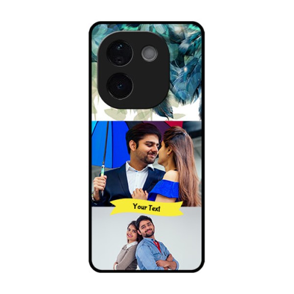 Vivo T3 Pro 5G Custom Glass Phone CaseImage With Boho Peacock Feather Design Vivo T3 Pro 5G Custom Glass Phone CaseImage With Boho Peacock Feather Design