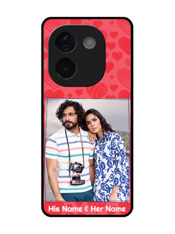 Custom Vivo T3 Pro 5G Custom Glass Phone CaseWith Red Heart Symbols Design