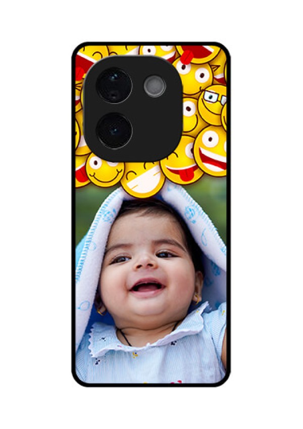 Vivo T3 Pro 5G Custom Glass Phone CaseWith Smiley Emoji Design