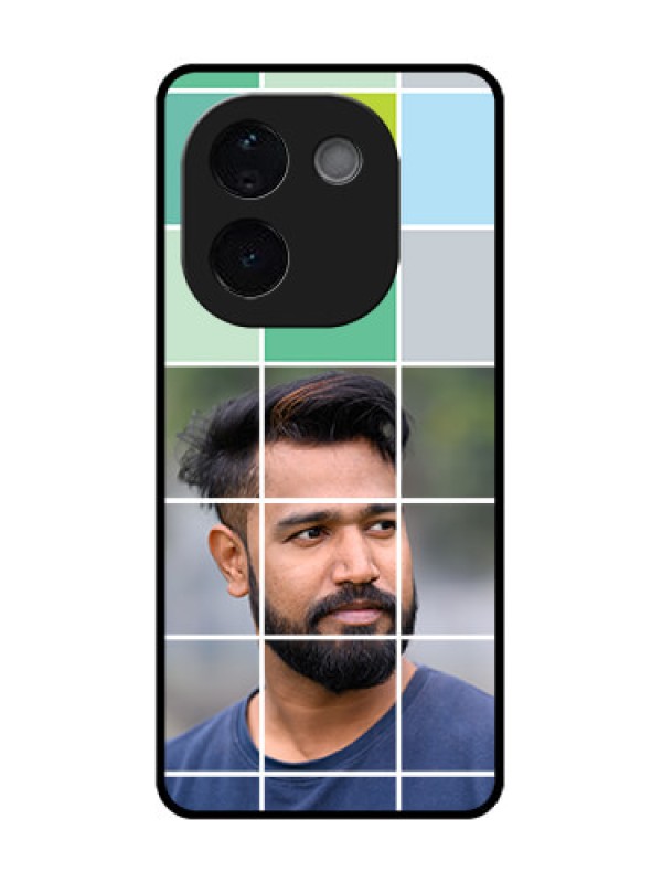 Custom Vivo T3 Pro 5G Custom Glass Phone CaseWith White Box Pattern