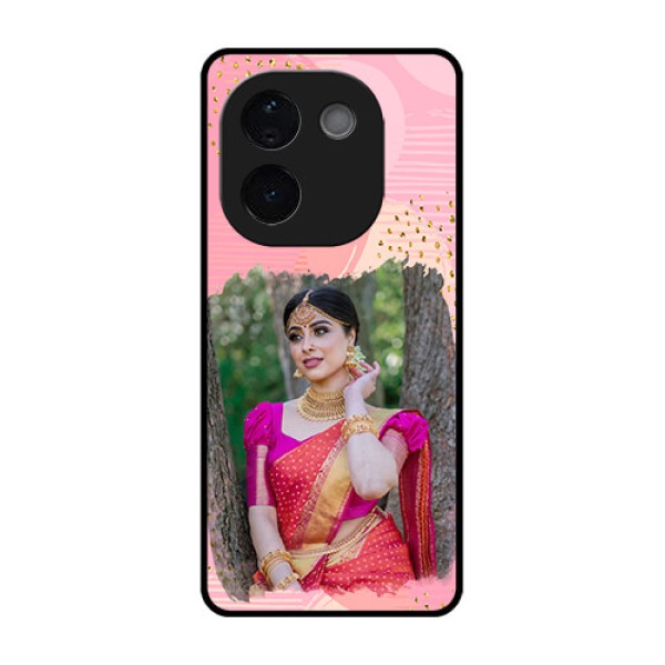 Vivo T3 Pro 5G Custom Glass Phone CaseGold Glitter Splash Design
