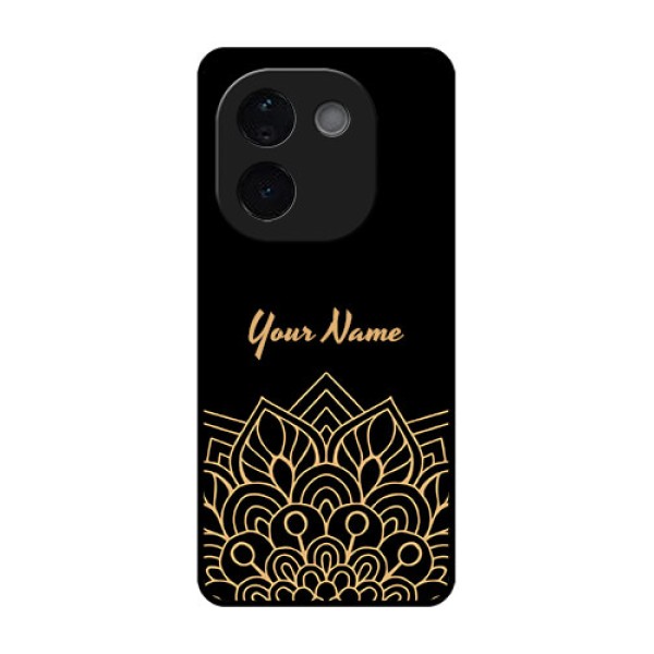 Vivo T3 Pro 5G Custom Glass Phone CaseGolden Mandala Design