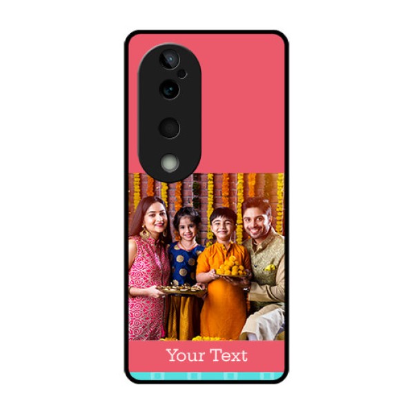 Vivo T3 Ultra Custom Glass Phone CasePeach and Blue Color Design