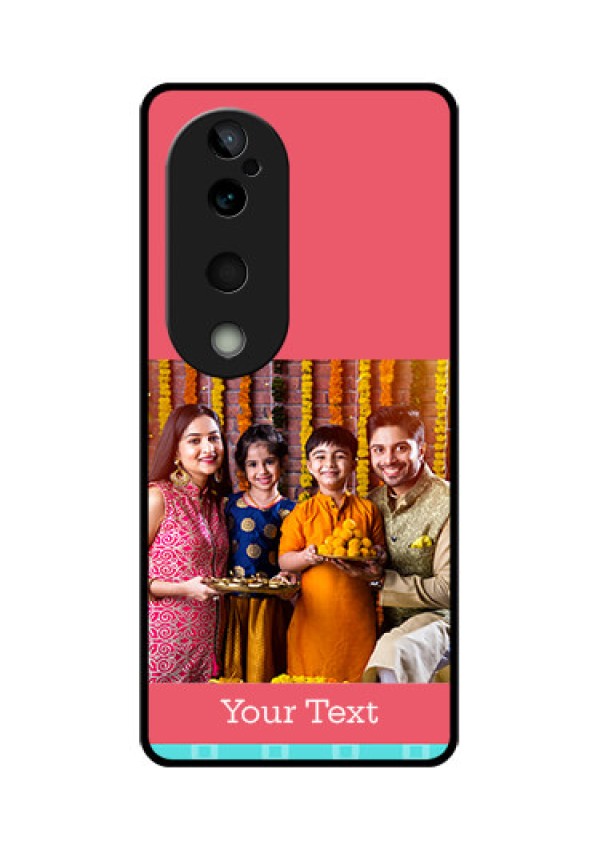 Vivo T3 Ultra Custom Glass Phone CasePeach and Blue Color Design