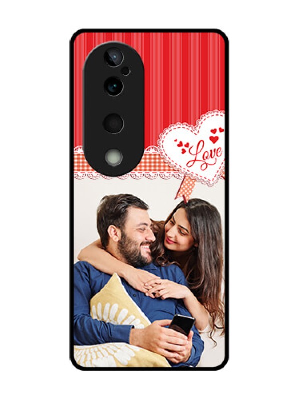 Custom Vivo T3 Ultra Custom Glass Phone CaseRed Love Pattern Design