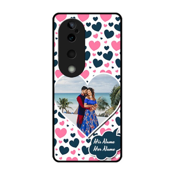 Vivo T3 Ultra Custom Glass Phone CasePink and Blue Heart Design