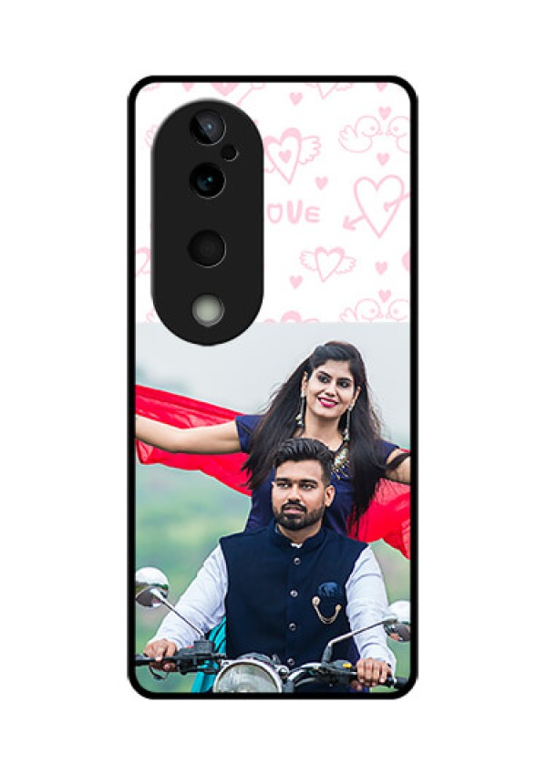 Vivo T3 Ultra Custom Glass Phone CasePink Flying Heart Design