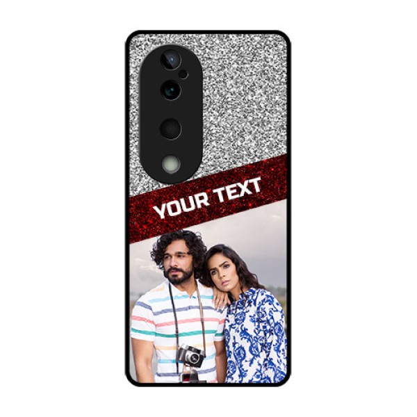 Vivo T3 Ultra Custom Glass Phone CaseImage Holder With Glitter Strip Design Vivo T3 Ultra Custom Glass Phone CaseImage Holder With Glitter Strip Design