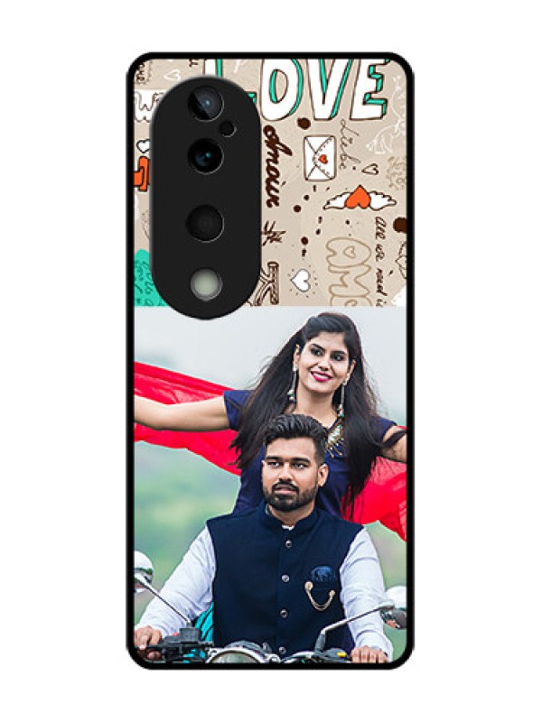 Custom Vivo T3 Ultra Custom Glass Phone CaseLove Doodle Pattern