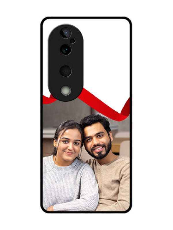 Custom Vivo T3 Ultra Custom Glass Phone CaseRed Ribbon Frame Design