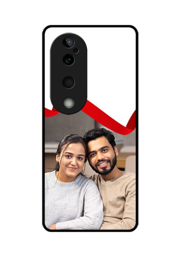 Vivo T3 Ultra Custom Glass Phone CaseRed Ribbon Frame Design