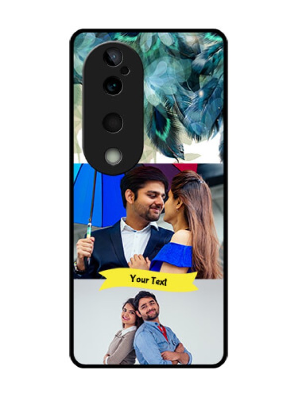 Custom Vivo T3 Ultra Custom Glass Phone CaseImage With Boho Peacock Feather Design