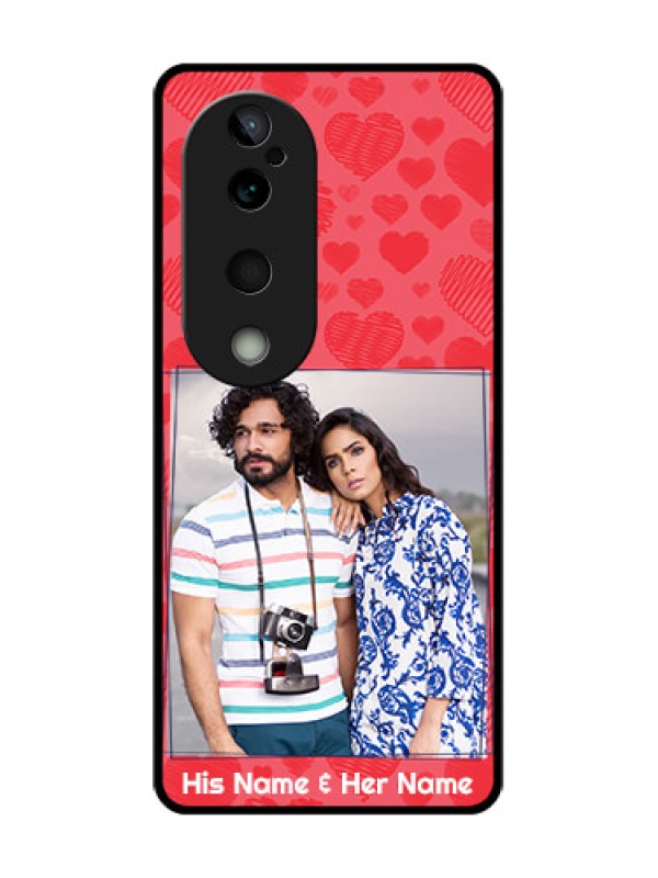 Custom Vivo T3 Ultra Custom Glass Phone CaseWith Red Heart Symbols Design