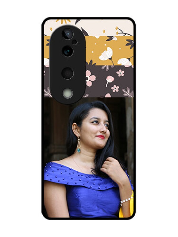 Custom Vivo T3 Ultra Custom Glass Phone CaseStylish Floral Design