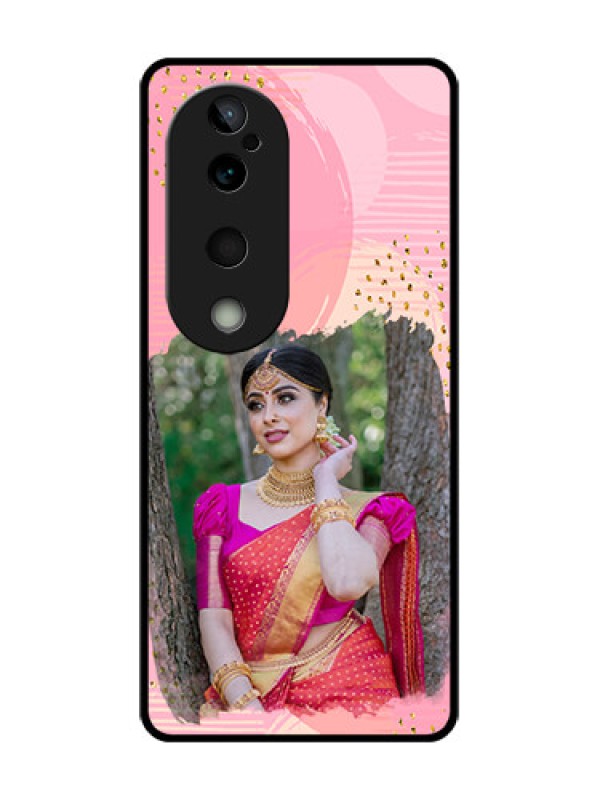 Custom Vivo T3 Ultra Custom Glass Phone CaseGold Glitter Splash Design