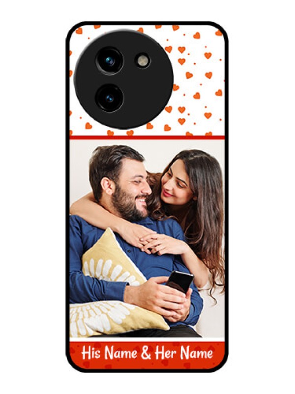 Custom Vivo T3X 5G Custom Glass Phone CaseOrange Love Symbol Design