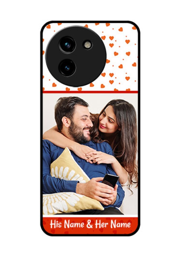 Vivo T3X 5G Custom Glass Phone CaseOrange Love Symbol Design