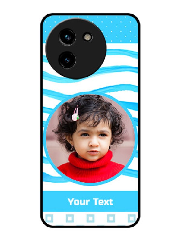 Custom Vivo T3X 5G Custom Glass Phone CaseSimple Blue Case Design