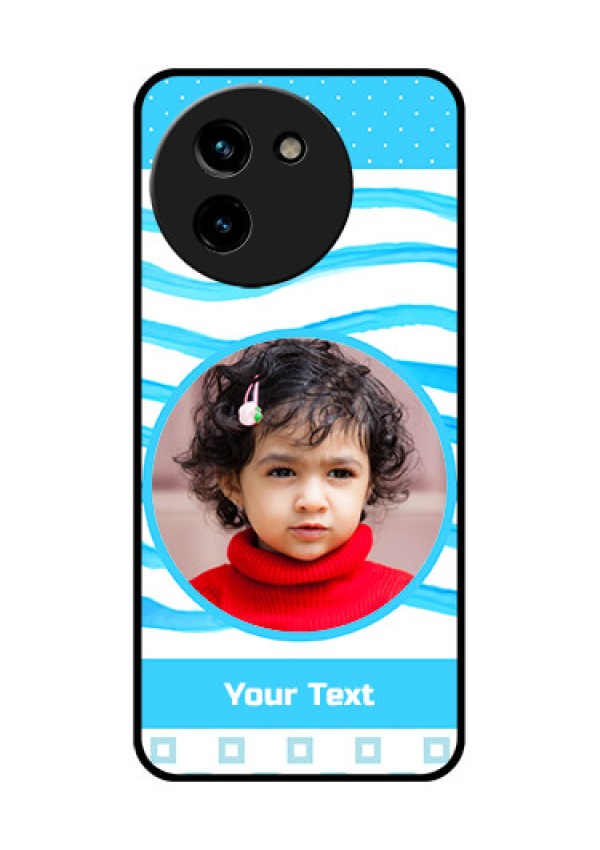Vivo T3X 5G Custom Glass Phone CaseSimple Blue Case Design