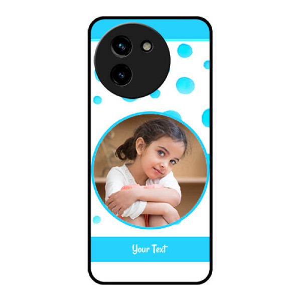 Vivo T3X 5G Custom Glass Phone CaseBlue Bubbles Pattern Design