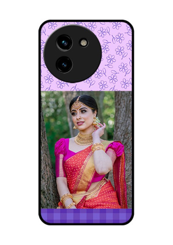 Vivo T3X 5G Custom Glass Phone CasePurple Floral Design