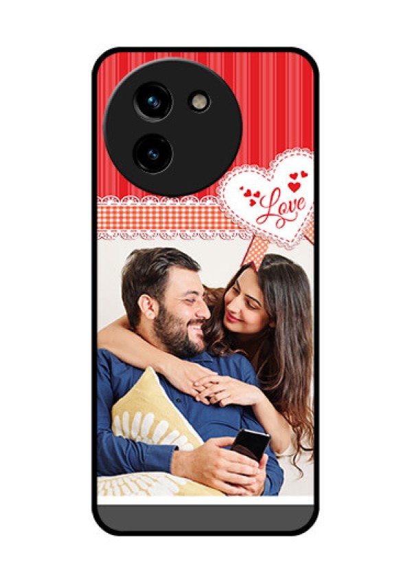 Vivo T3X 5G Custom Glass Phone CaseRed Love Pattern Design