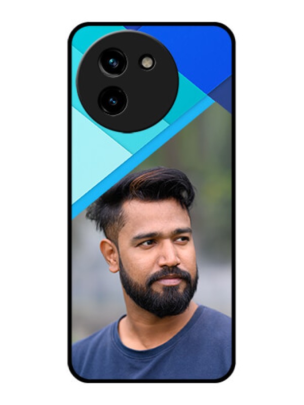 Custom Vivo T3X 5G Custom Glass Phone CaseBlue Pattern Design