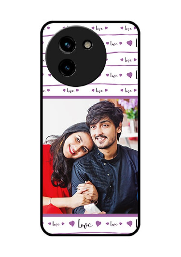Vivo T3X 5G Custom Glass Phone CaseCouples Heart Design