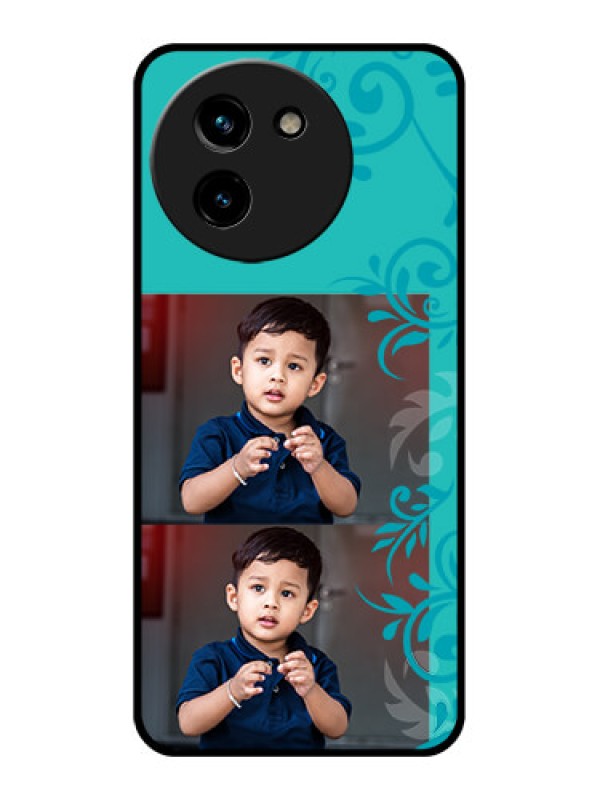 Custom Vivo T3X 5G Custom Glass Phone CaseWith Photo And Green Floral Design