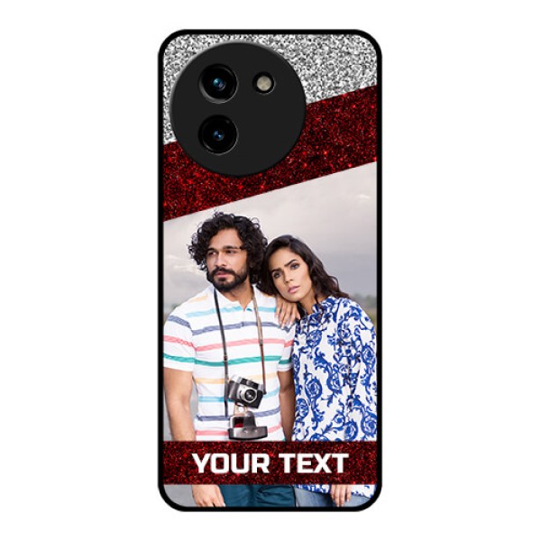Vivo T3X 5G Custom Glass Phone CaseImage Holder With Glitter Strip Design Vivo T3X 5G Custom Glass Phone CaseImage Holder With Glitter Strip Design