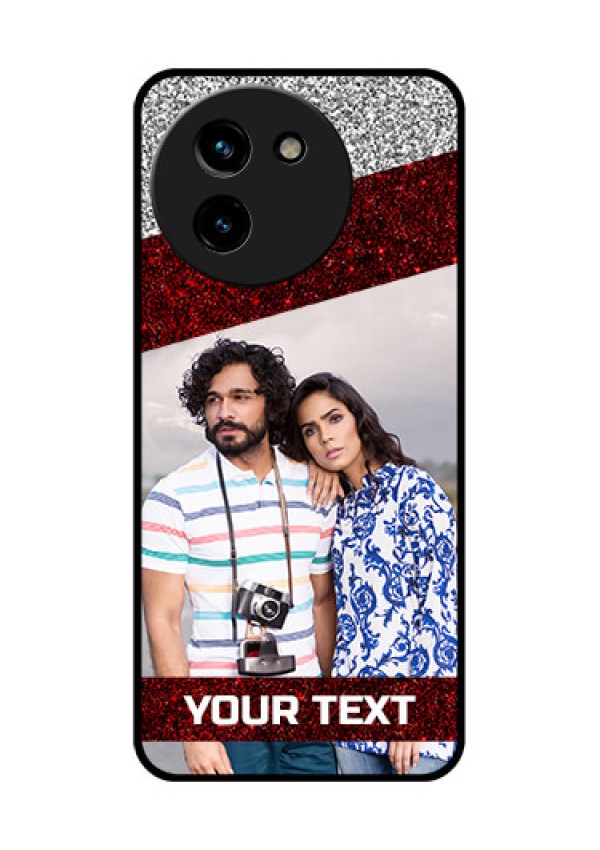 Vivo T3X 5G Custom Glass Phone CaseImage Holder With Glitter Strip Design