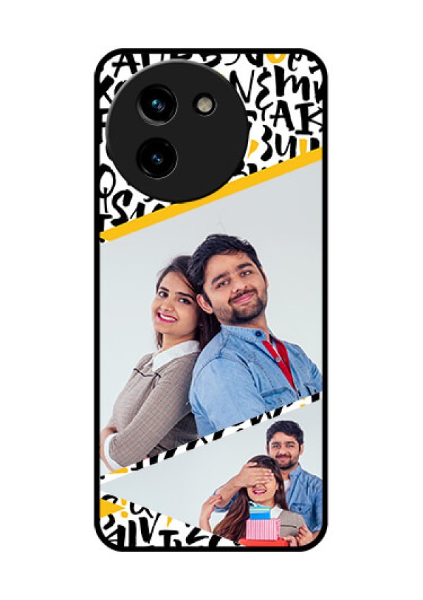 Vivo T3X 5G Custom Glass Phone CaseLetters Pattern Design