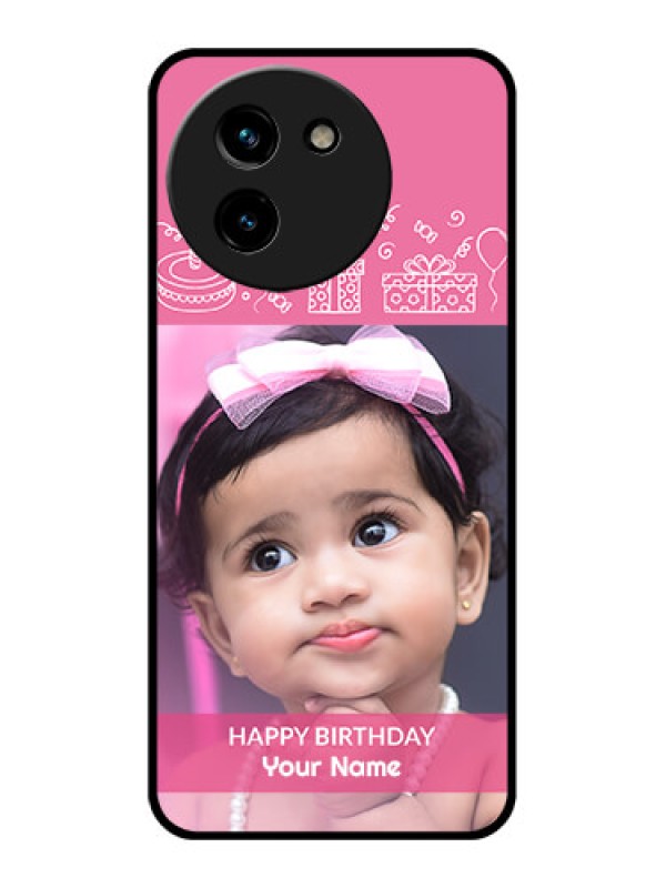 Custom Vivo T3X 5G Custom Glass Phone CaseWith Birthday Line Art Design