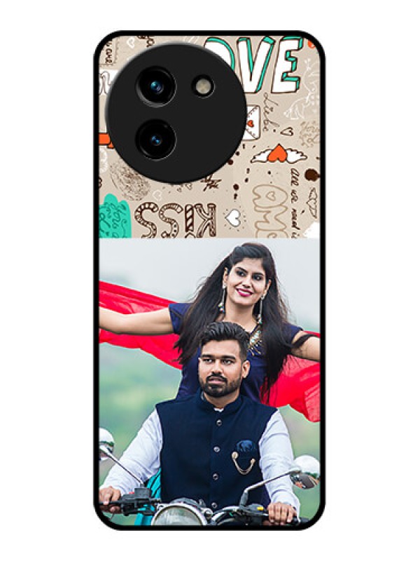 Custom Vivo T3X 5G Custom Glass Phone CaseLove Doodle Pattern