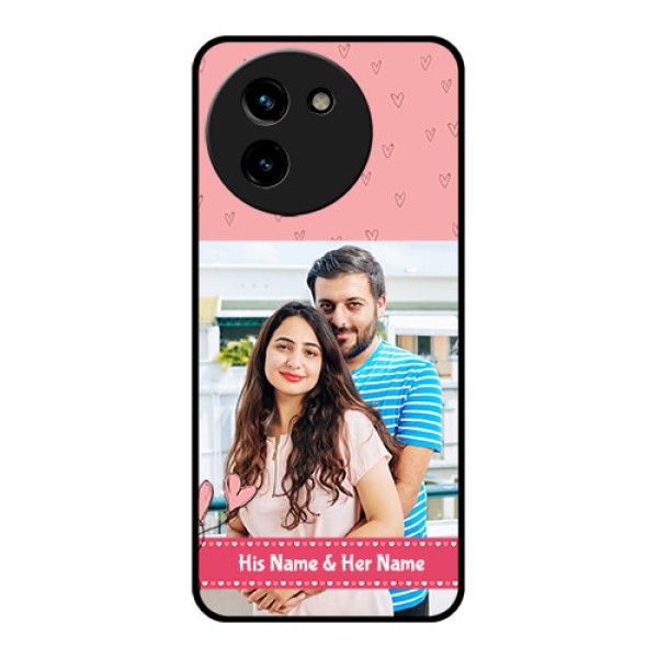 Vivo T3X 5G Custom Glass Phone CaseLove Design Peach Color