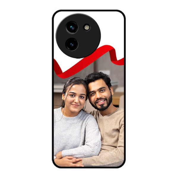 Vivo T3X 5G Custom Glass Phone CaseRed Ribbon Frame Design