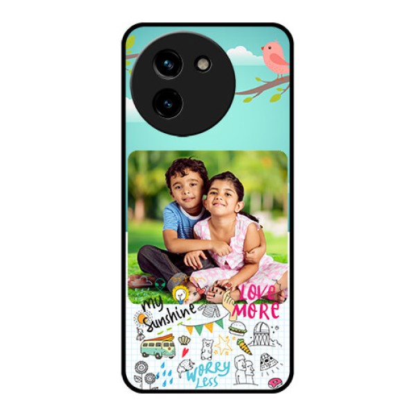 Vivo T3X 5G Custom Glass Phone CaseDoodle Love Design