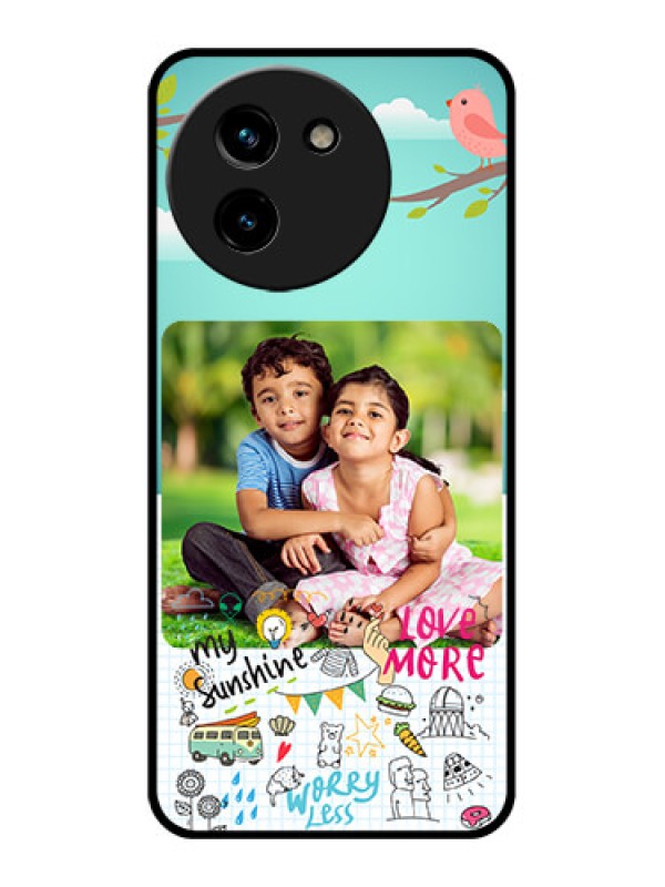 Custom Vivo T3X 5G Custom Glass Phone CaseDoodle Love Design