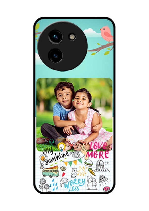 Vivo T3X 5G Custom Glass Phone CaseDoodle Love Design