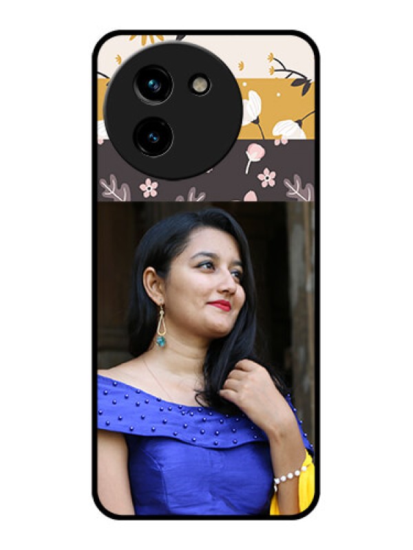 Custom Vivo T3X 5G Custom Glass Phone CaseStylish Floral Design